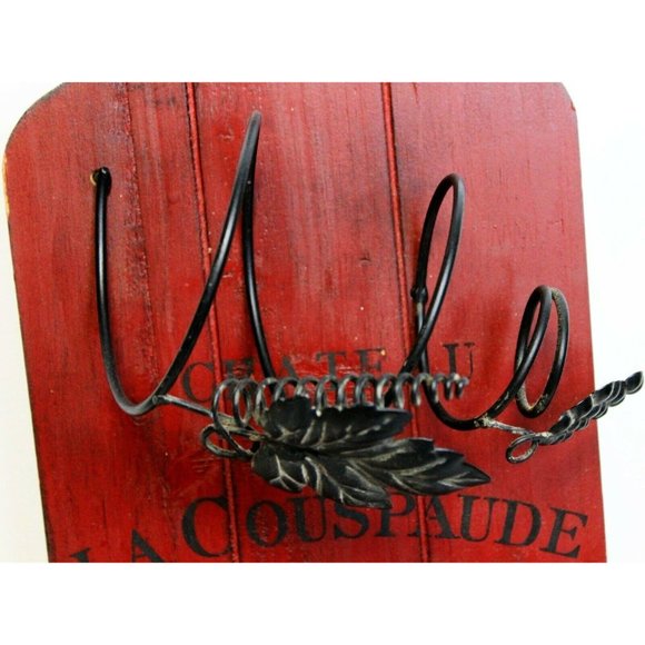 Wooden Wine Bottle Holder Glasses Red 2006 Wall Hanging 30" Tall - Picture 2 of 10